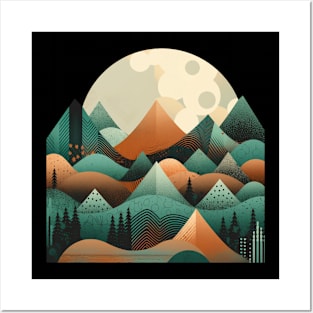 Flat Mountains Patterned Nature-Infused Urban T-Shirts Posters and Art